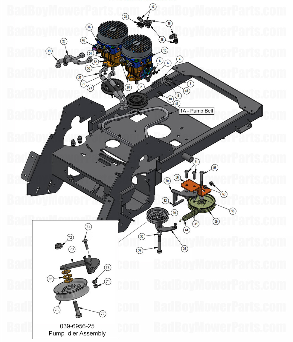 4205 - Bad Boy Mower Parts Lookup > 2025 > Revolt X > Pump & Idlers